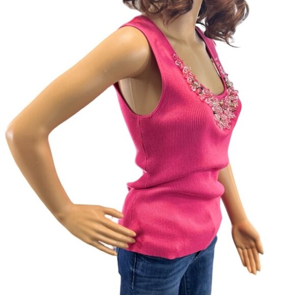 (5 for $25) Ruby Rd. Embellished Sleeveless Sweater Size Large NWT - Picture 2 of 7